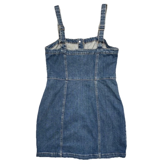 Garage Denim‎ Mini Dress M Blue Button Front Stretch Beach Y2K Retro - Picture 2 of 6